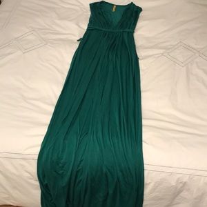 Green Rachel Pally sleeveless empire waist maxi.